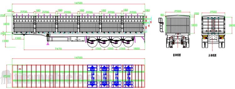 4 Axle 80 Ton Bulk Cargo Stake Semi Trailer for Sale - TITAN Vehicle