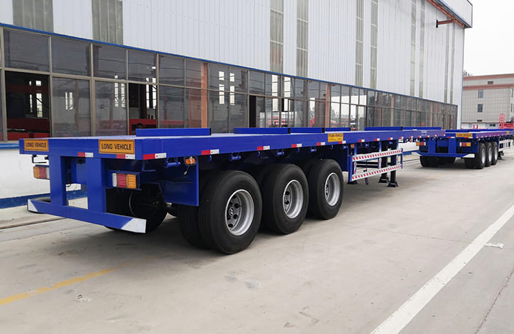 3 axles 24m used extendable flatbed trailer