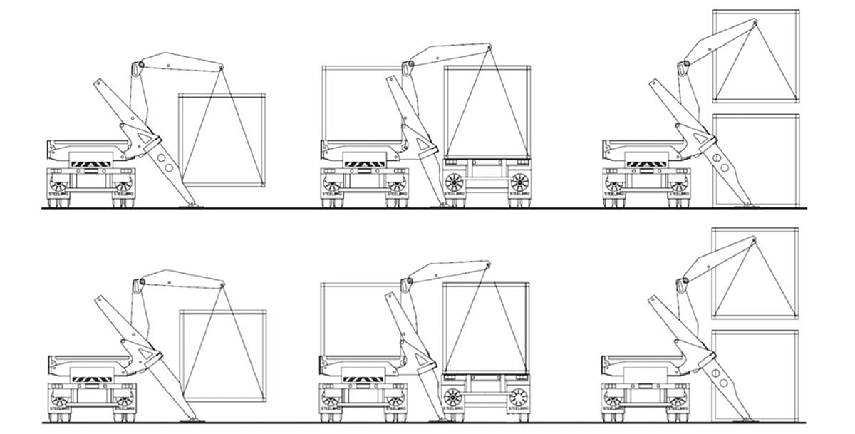 Drawing of 40 ft Side Lifters Crane Container Transport Trailer