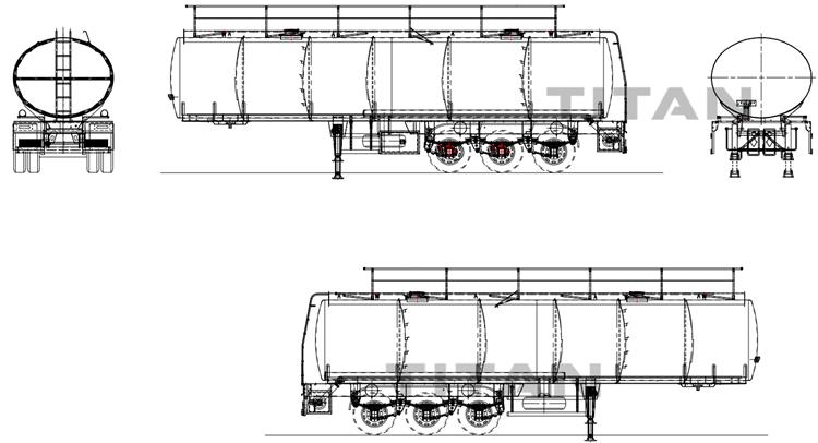 Drawing of 45000 Liters Alumiunm Tanker Trailer