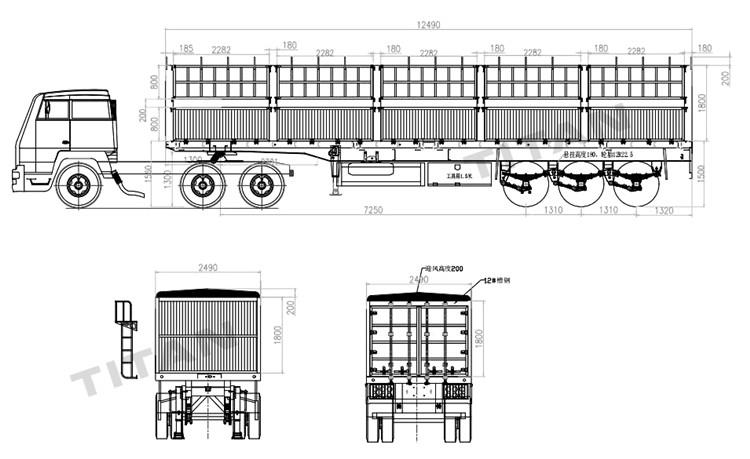 3 Axle 60 Ton Fence Cargo Stake Semi Trailer for Sale