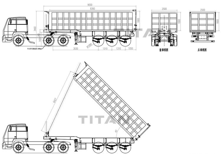 Heavy Duty Hydraulic 80 Ton End Dump Truck Trailer Price for Sale In Tanzania