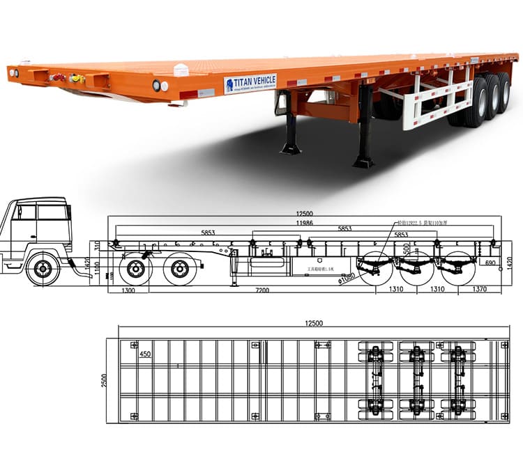 40Ft Container Flatbed Tri Axle Trailer for Sale Price