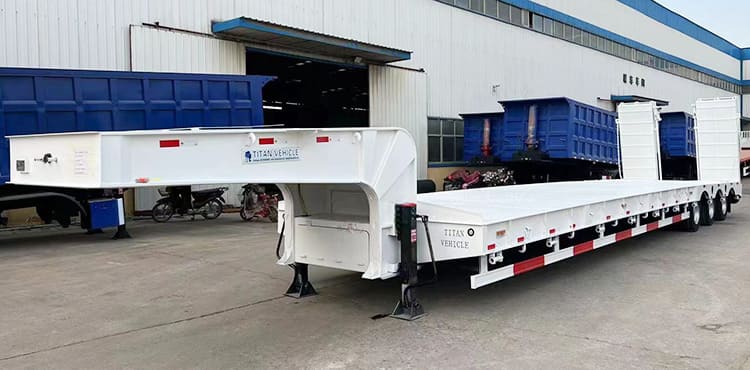 3 Axle Low Bed Trailer for Sale with Folding Ramp | What is Low Bed Trailer Price？