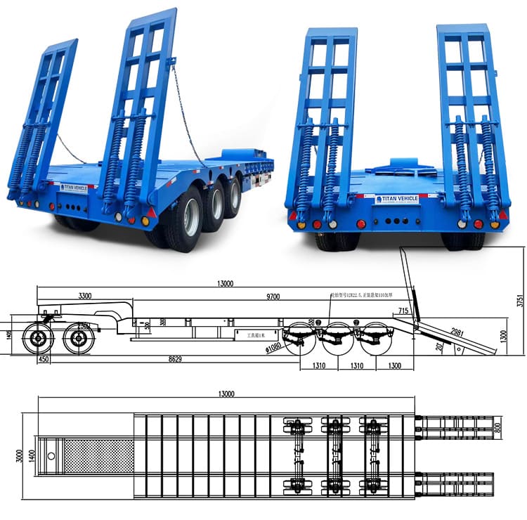 40Ft Tri Axle Low Loader Trailer for Sale Price