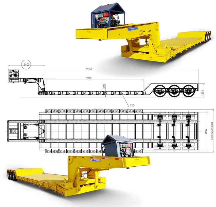 60 Ton Detachable Lowboy Gooseneck Trailer for Sale Price