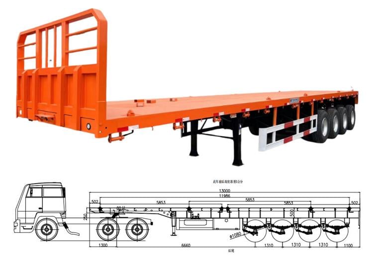70ton 4 Axle Flatbed Trailer Manufacturers