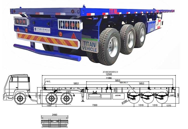40 Foot 60T Tri Axle Flat Deck Trailer for Sale Near Me Manufacturers