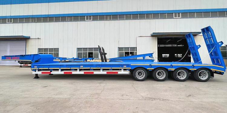 80 Tons 4 Axle Low Bed Semi Trailer 100 Ton