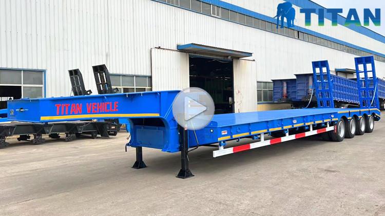 80 Tons 4 Axle Low Bed Semi Trailer 100 Ton