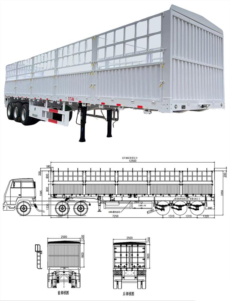 3 Axle 60 Tons Fence Cargo Truck Trailer