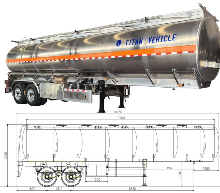 2 Axle 42000 L Aluminum Alloy Tanker Trailer for Sale In Guam