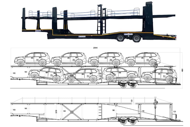 2 Axle Car Transporter Trailer for Sale in Tanzania