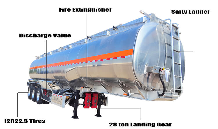 3 Axle Aluminum Chemical Tanker Trailers for Sale in Tanzania