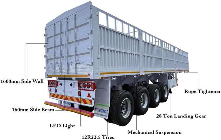 80 Ton Fence Cargo Semi Trailer for Sale In Tanzania - Stake Semi Trailer