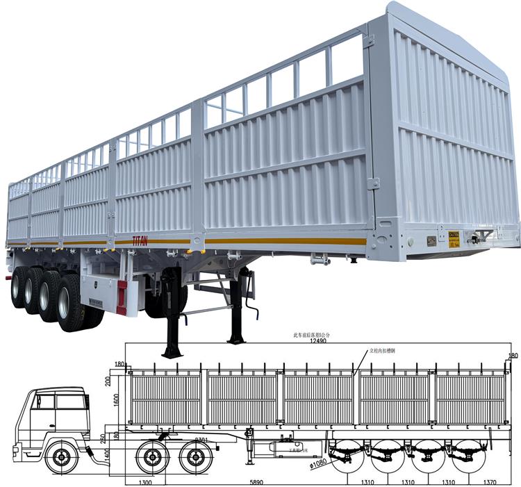 80 Ton Fence Cargo Semi Trailer for Sale In Tanzania - Stake Semi Trailer