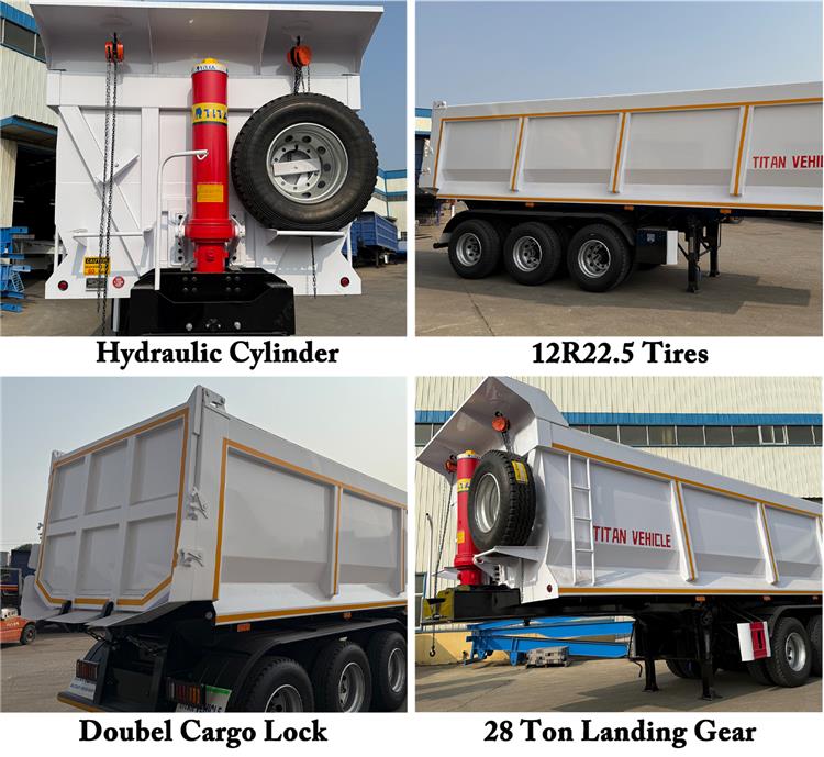 30CBM Tri/Triple Axle Hydraulic End Dump Semi Trailer for Sale In Tanzania
