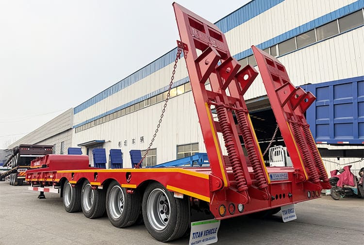 4 Axle 100 Ton Low Bed Semi Trailer Truck Price with Ramp for Sale in Tanzania  