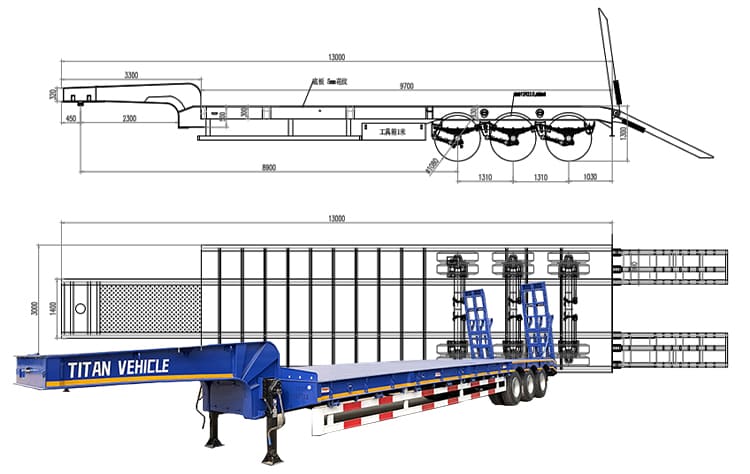 3 Axle Low Bed Loader Semi Trailer Price for Sale in Tanzania