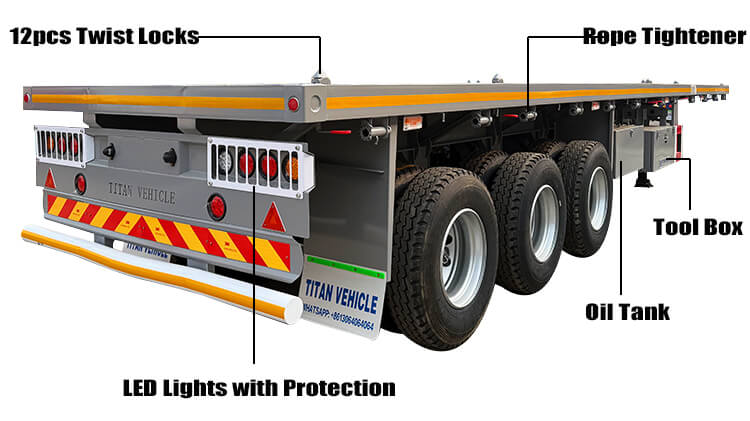 40 Foot 3 Axle Container Flatbed Tractor Truck Trailer for Sale in Zimbabwe