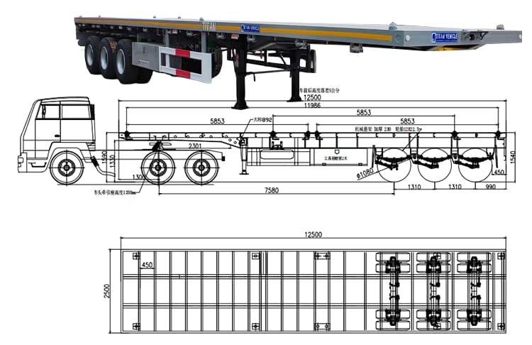 40 Ft Heavy Duty Semi Flatbed Trailer for Sale in Guam