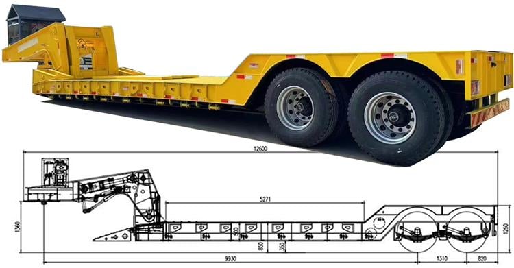50 Ton Lowboy Semi Trailer for Sale Near Me in Guam- Lowboy Truck Trailer