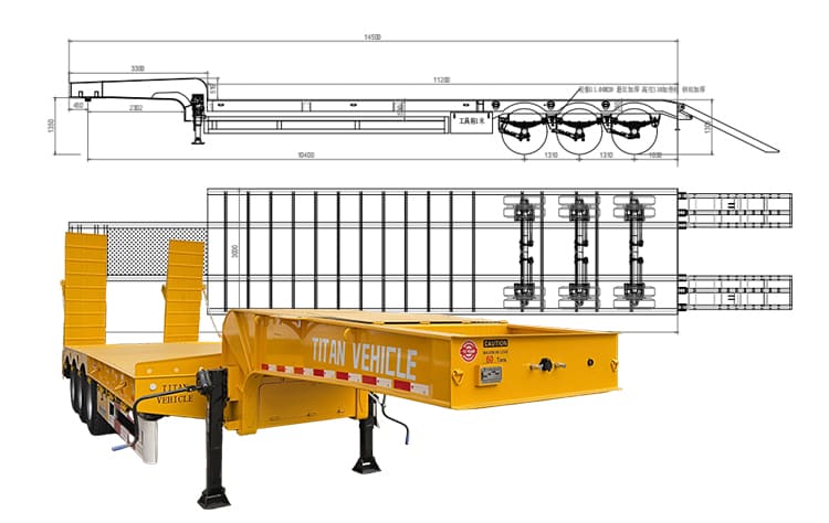 3 Axle Hydraulic Low Bed Truck Semi Trailer Price for Sale in Guyana