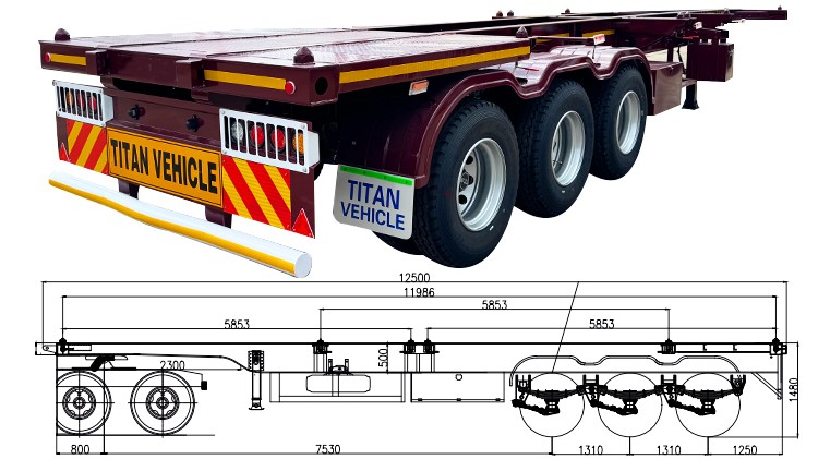 Tri Axle 40 Foot Container Chassis Trailer for Sale in Guyana