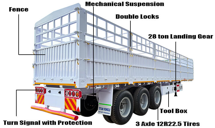 3 Axle Fence Cargo Semi Trailer for Sale Near Me in Lagos Nigeria