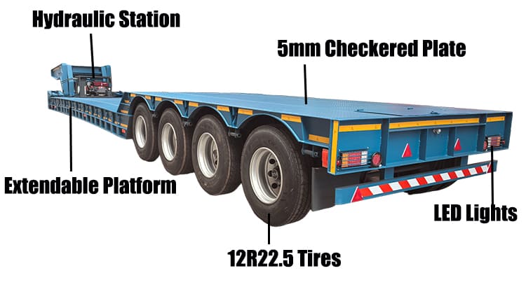 4 Axle RGN Extendable Lowboy Trailer for Sale in Nigeria Apapa