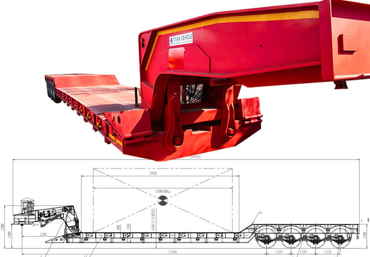 4 Axle 100 Ton Lowboy Trailer for Sale in Ghana
