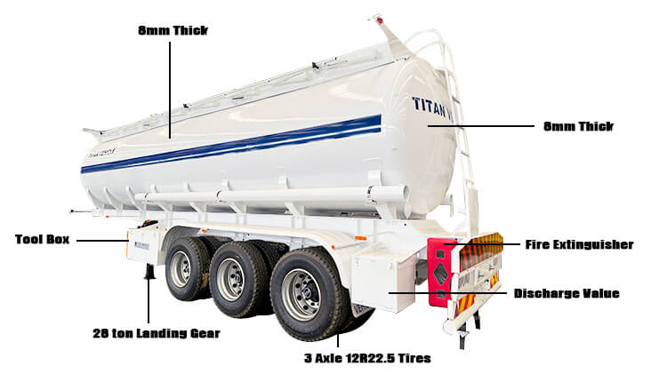 3 Axle Sulphuric Acid Tanker Trailer for Sale in Mpulungu Zambia