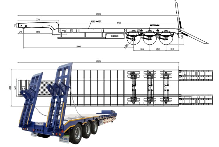3 Axle Low Bed Semi Trailer for Sale in Mali
