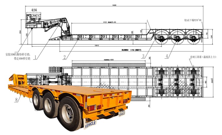 3 Axle 60 Ton Removable Gooseneck Trailer for Sale in Angola
