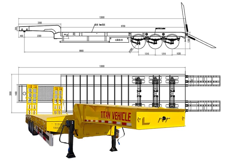 Tri Axle Tractor Semi Low Loader Truck Trailer for Sale in Tanzania
