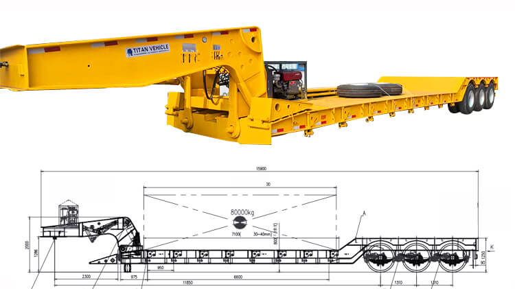Tri Axle 60 Ton Hydraulic Detachable Gooseneck Lowboy Trailer Truck for Sale in Guyana
