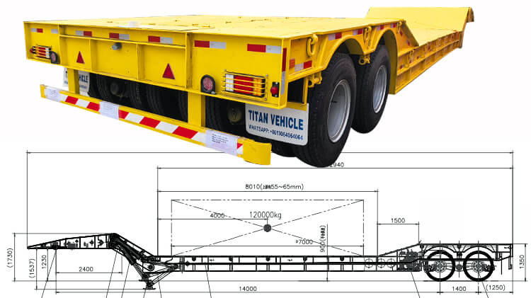 2 Line 4 Axle Folding Neck Lowboy Trailers for Sale in Burkina Faso