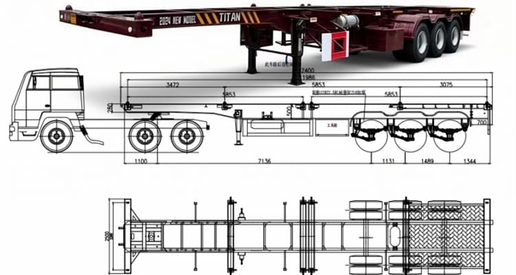 40ft Tri Axle Skeletal Trailer-Skeleton Container Trailer for Sale