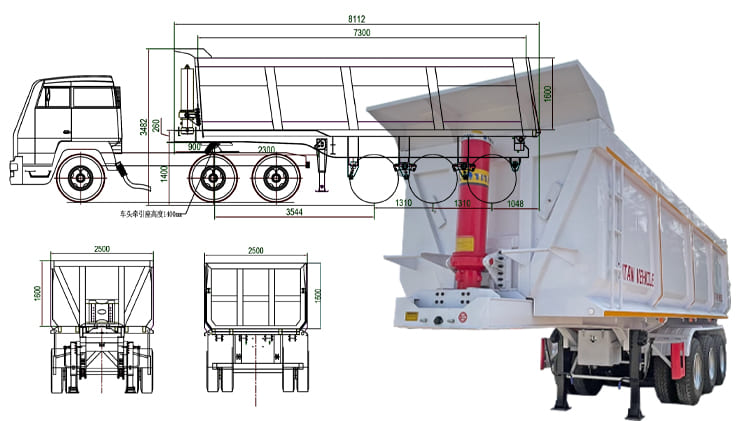Tri Axle Chassis Semi Tipper Trailer Price for Sale in Senegal