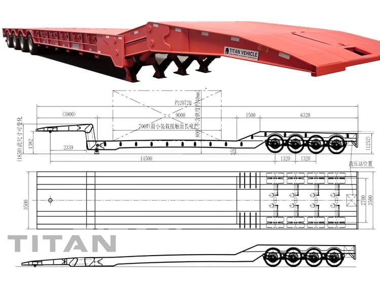 4 Axle 120 Ton Mechanical Gooseneck Folding Neck Trailer for Sale in Guatemala