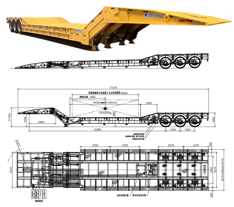 Tri Axle 80 Ton Folding Neck Lowboy Trailer for Sale in Saudi Arabia