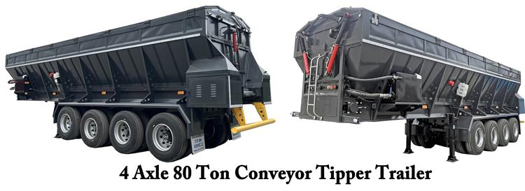 4 Axle 80 Ton Conveyor Tipper Trailer for Sale In Turkmenistan