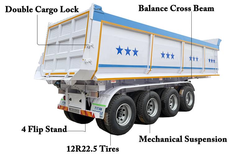 4 Axle 80 Ton Dump Semi Trailer for Sale In Guyana