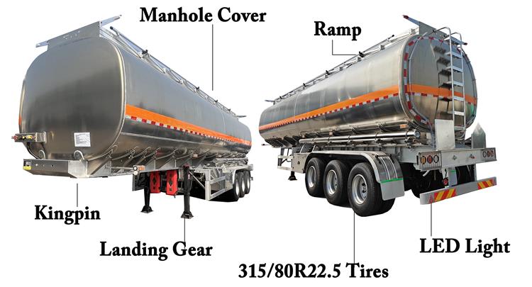 3 Axle Aluminum Tanker Trailer with 5 Compartment for Sale In Costa Rica