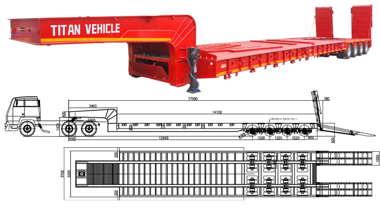 150 Ton 4 Lines 8 Axle Lowbed Trailer Truck for Sale in Tanzania