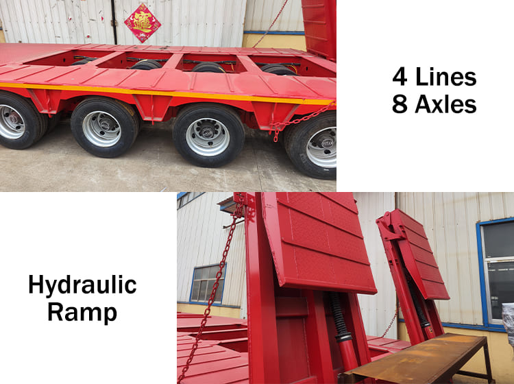 150 Ton 4 Lines 8 Axle Lowbed Trailer Truck for Sale in Tanzania