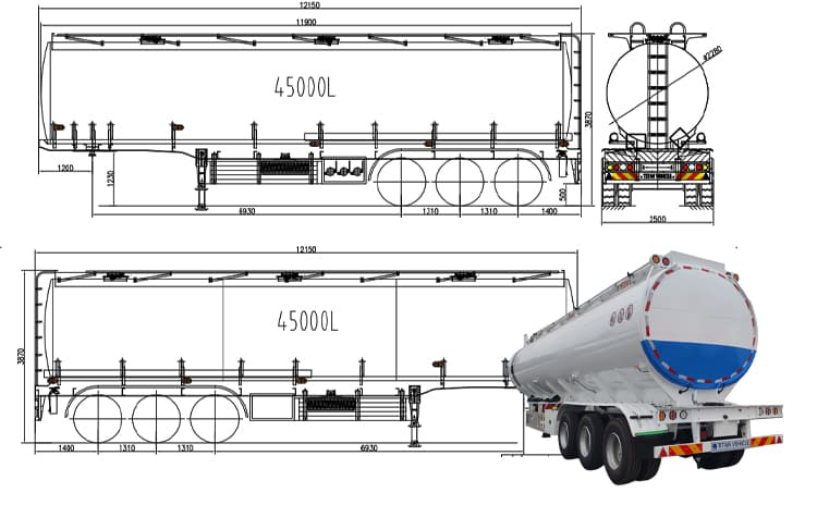 45000 Liters Oil Petroleum Tanker Trailers for Sale in Uganda