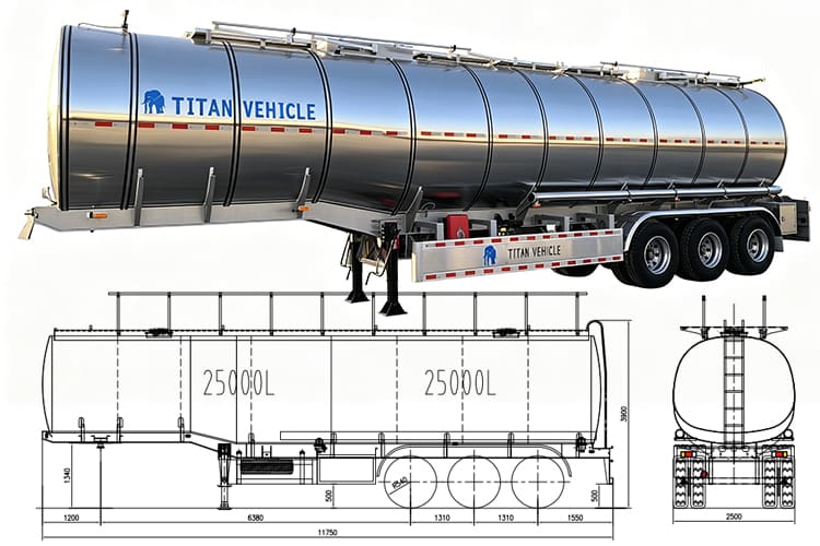 TITAN 50000L Stainless Steel Fuel Tank Semi Trailer for Sale in Bamako, Mali