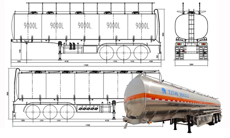 Tri Axle Aluminum Diesel Tanker Trailer for Sale in Uganda