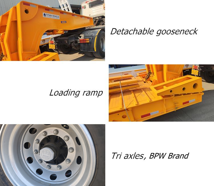 3 Axle Detach Lowboy Trailer for Sale of 50 to 60 Ton